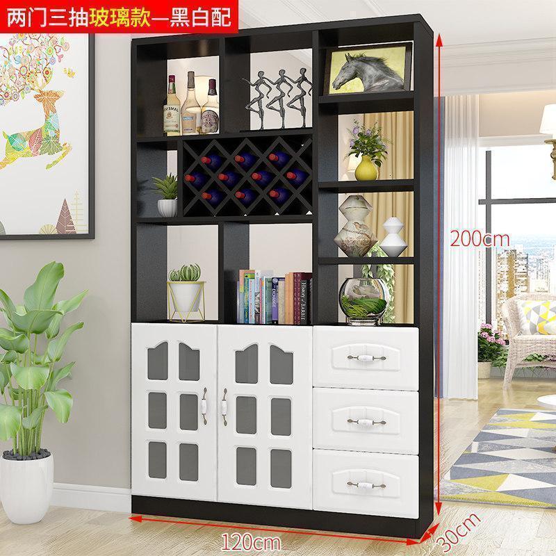 森美人玄关进隔断鞋柜现代简约厅间厅柜客厅装饰餐厅屏风置物架酒柜 2门3抽黑胡桃+白【玻璃款】组装框架结构