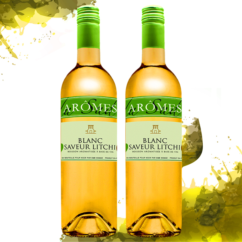 法国原瓶进口 奥莫斯荔枝味配制酒 Aromes blanc saveur litchi双支装750ml*2