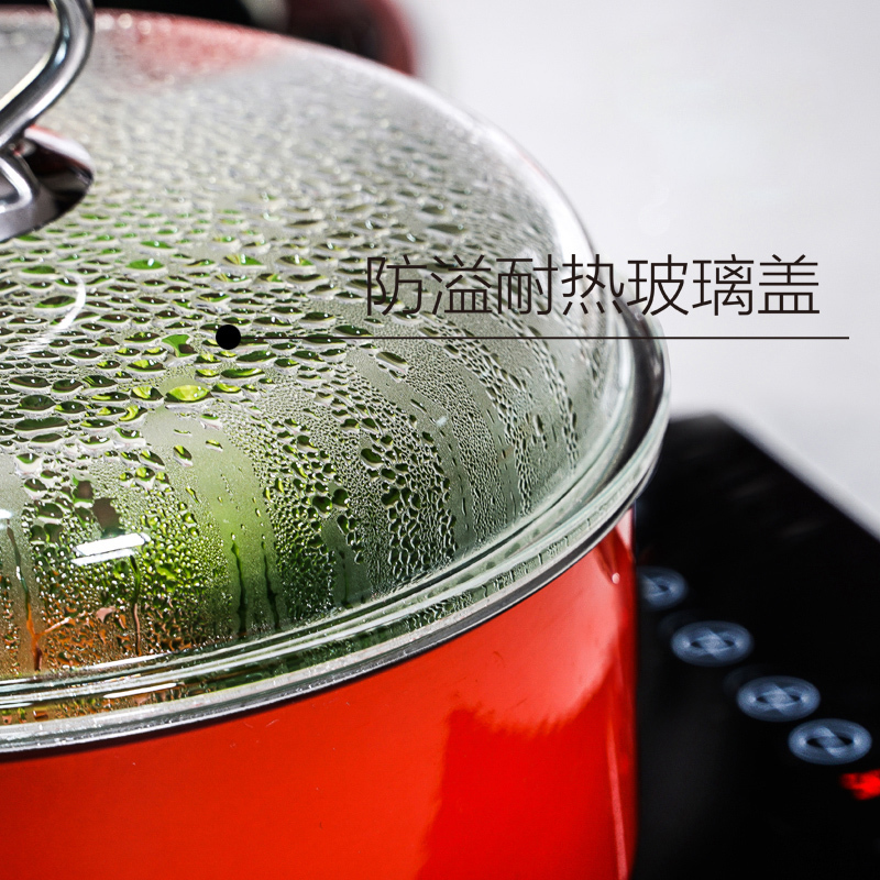 sohome珐琅不锈钢汤锅深炖锅搪瓷燃气灶电磁炉大容量德国红 6.3L/R438-24H 红色