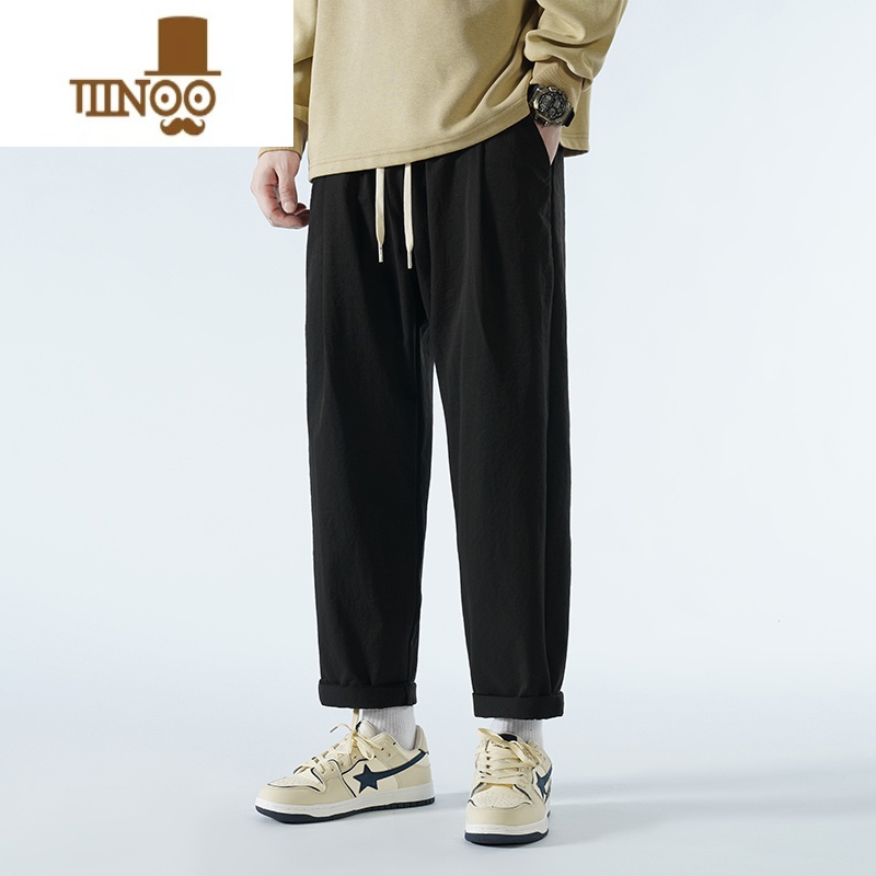 YANXU直筒裤子男宽松款阔腿运动卫裤休闲长裤垂感咖啡色大码小脚高清大图