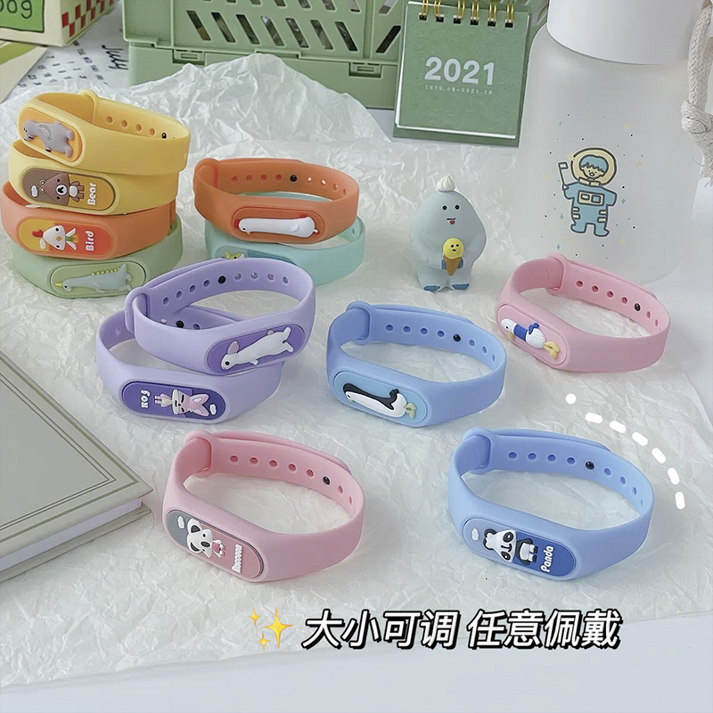 儿童驱蚊手环大人宝宝女生版学生情侣少女手链防蚊扣神器长效随身|西瓜红果冻色动物-浅黄
