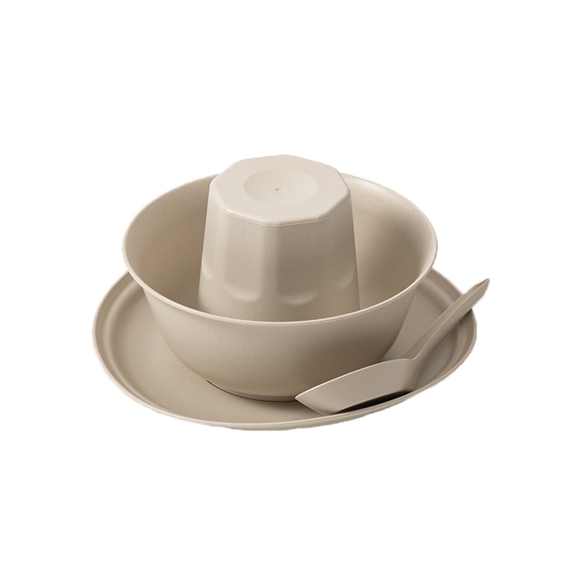 [补贴10%]稻壳一次性餐具碗筷套装勺杯子饭碗碟食品级家用野餐四件套饭店高清大图