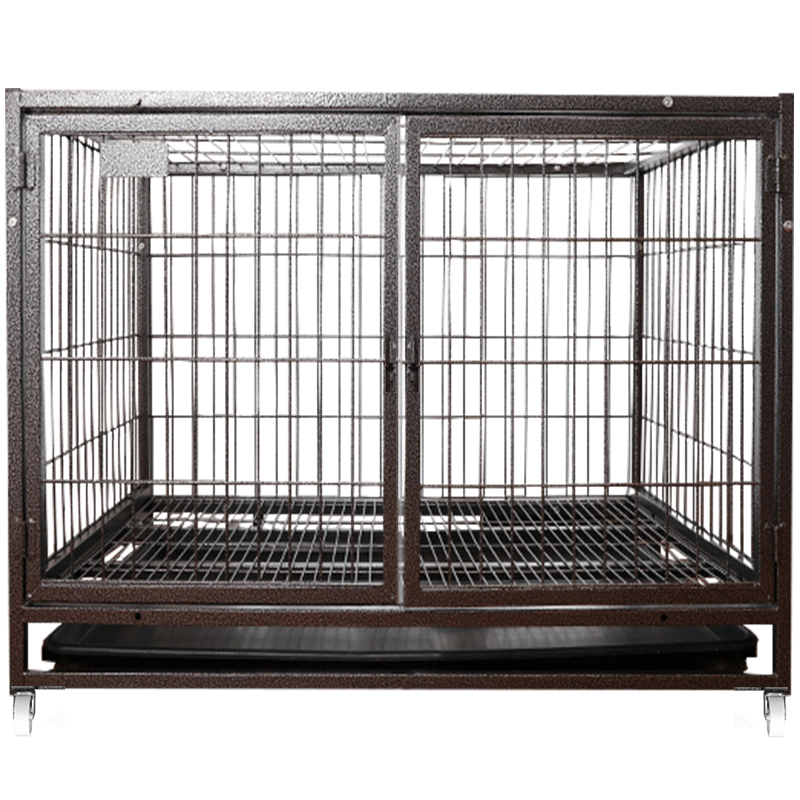 中大型犬金毛拉布拉多室内室外宠物狗笼子带厕所狗围栏小型犬 【加粗方管款-双门带托盘】620*450*650mm（20斤
