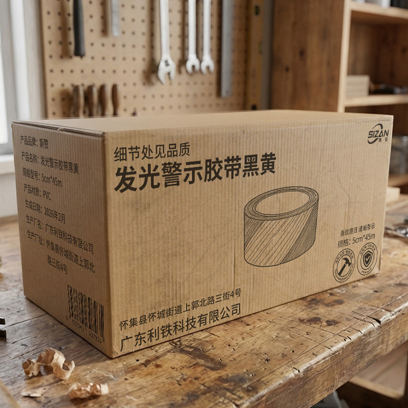 斯赞 发光警示胶带黑黄 5cm*45m 卷高清大图