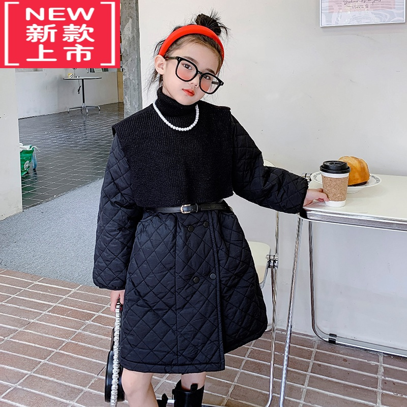可莉允女童棉服冬装2022新款女大童时髦秋冬装儿童洋气网红披肩棉衣外套