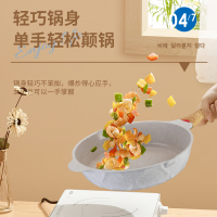 乐扣乐扣荷叶麦饭石不粘锅炒锅煎锅家用28CM平底无油烟燃气灶电磁炉专用