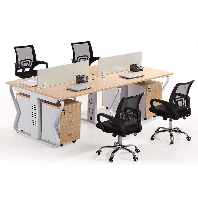 易企采 四人位含活动柜含椅 职员屏风工位办公桌 240*120*75CM 单位:套