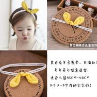 婴儿发带不勒头韩国小童0-12个月夏天周岁头花发饰女宝宝发带头饰 明黄 兔耳朵