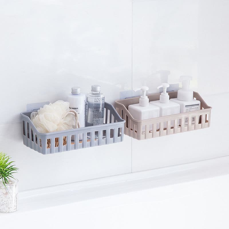 卫生间置物架 学生壁挂式洗漱台置物篮子厕所浴室免打孔吸盘收纳架图片