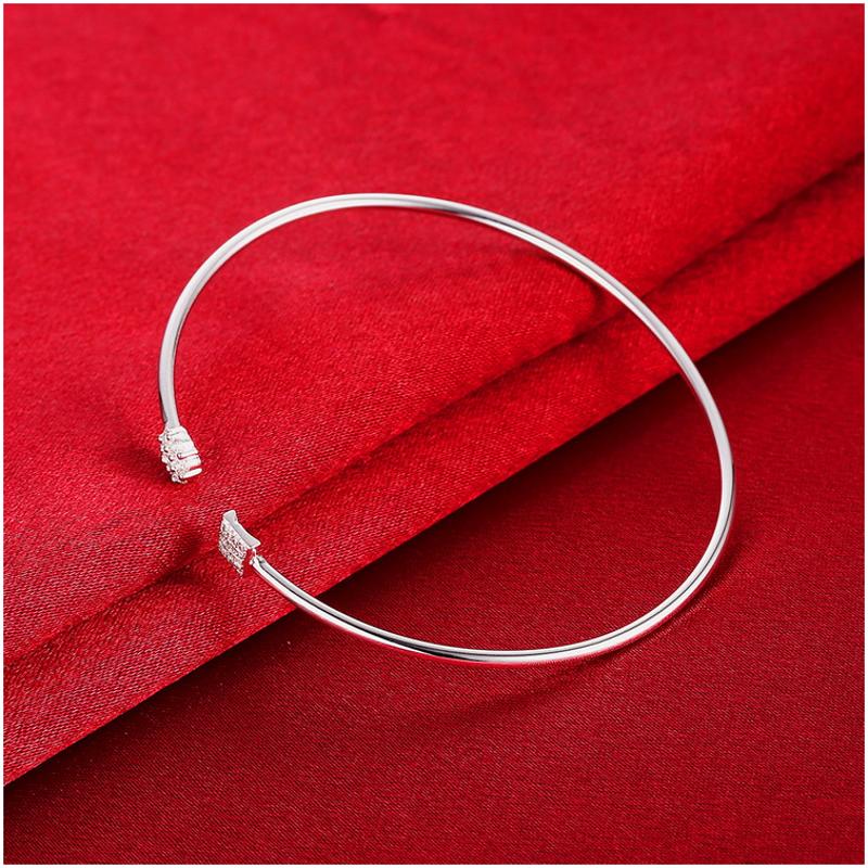 B276Women Silver Bracelet女生饰品开口手镯可节镀925纯银复古7157