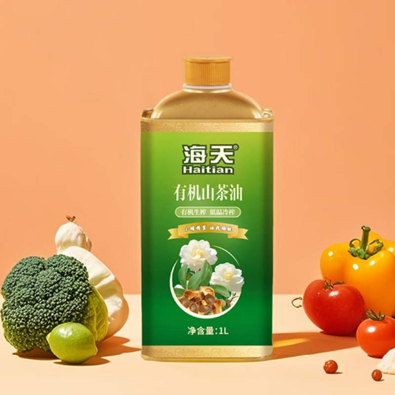 海天山茶油二件套口感清润淡雅控油低温压榨有机铁罐2L高清大图