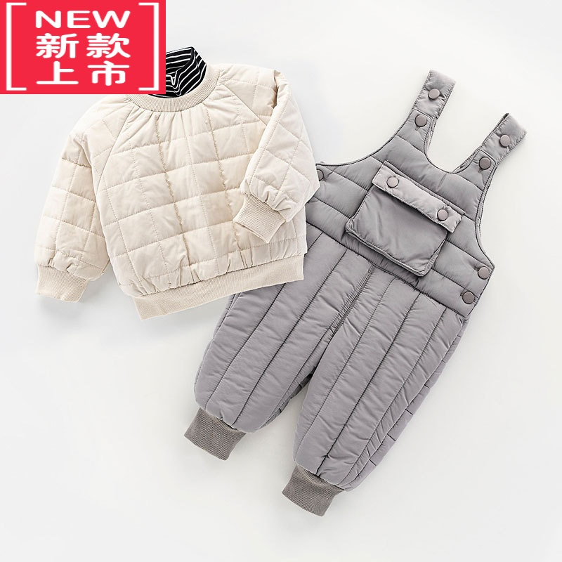 可莉允宝宝背带裤棉裤加棉一岁三岁男童保暖裤儿童裤子婴儿夹棉女童冬装