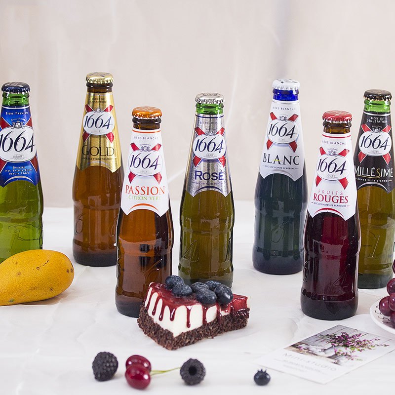 法国原装进口1664玫瑰rose啤酒1664果味克伦堡凯旋250ml6瓶装