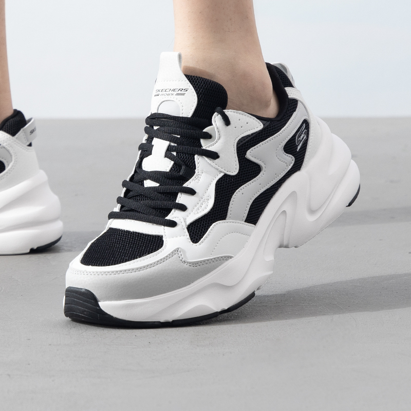 Skechers/斯凯奇男鞋新款熊猫鞋轻质缓震透气运动休闲鞋118323-WBK ZP高清大图