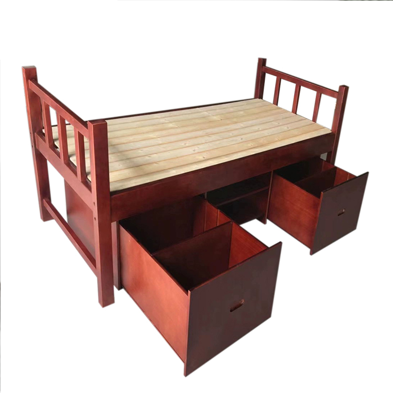 风雷动上下铺双层床实木营具宿舍单人床实木单层床[带床下柜]高清大图