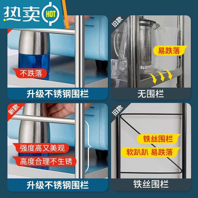 敬平厨房微波炉置物架落地多层不锈钢用品家用大全烤箱收纳架子小推车高清大图