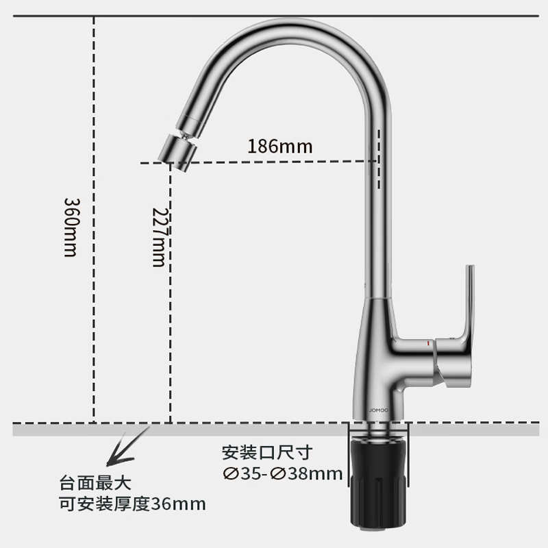 九牧(JOMOO)厨房水龙头冷热双温带可旋转多功能洗菜盆水槽厨房龙头33168/33230高清大图