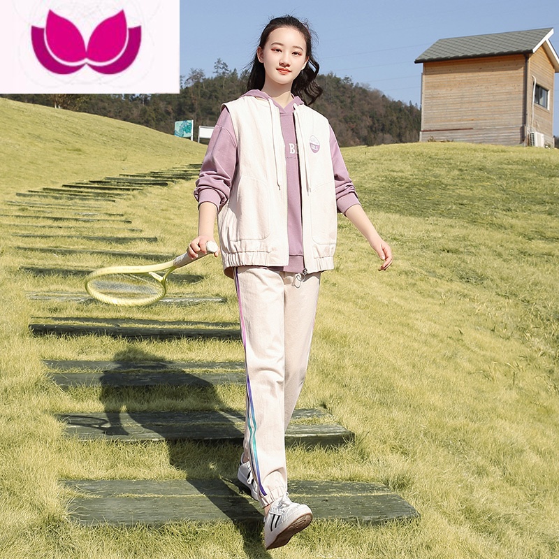 七斓初中学生套装春装少女学院风宽松休闲韩版青少年运动高中生套高清大图