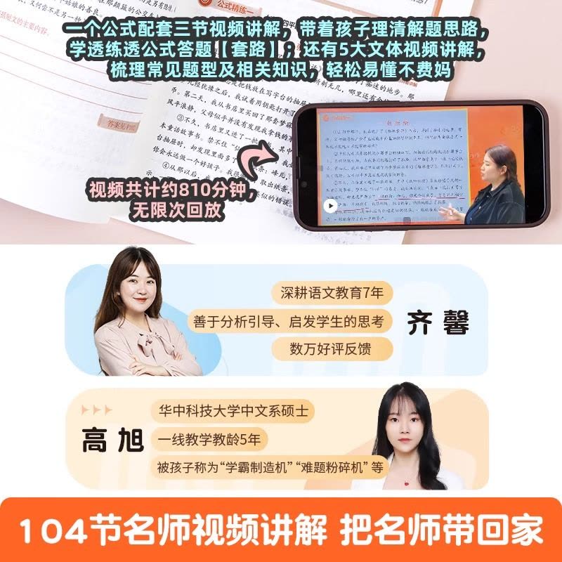 作业帮 阅读理解+文言文 小学通用 [正版]2024新版小学语文阅读理解公式法强化训练答题模板课内外阅读理解专项训练书人图片