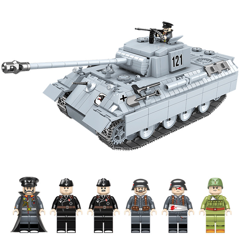 兼容乐高坦克二战军事德国履带式装甲车高难度拼装积木玩具男孩子