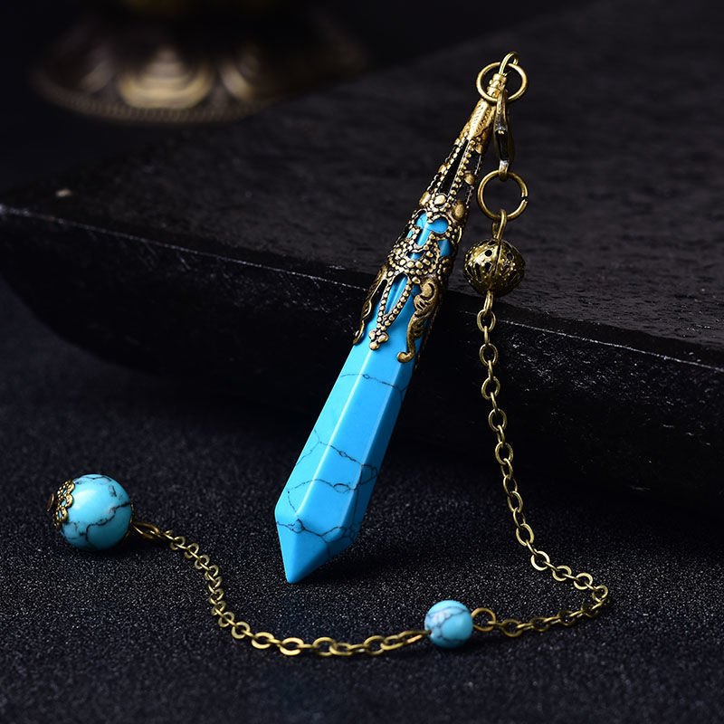 新款水晶灵摆占卜天使之翼能量石项链吊坠灰月光调频生日礼物男女