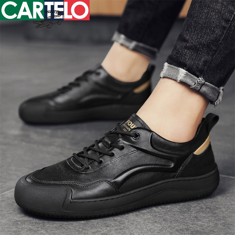 [线下专柜同款]卡帝乐鳄鱼(CARTELO)新款时尚男士休闲皮鞋男鞋板鞋