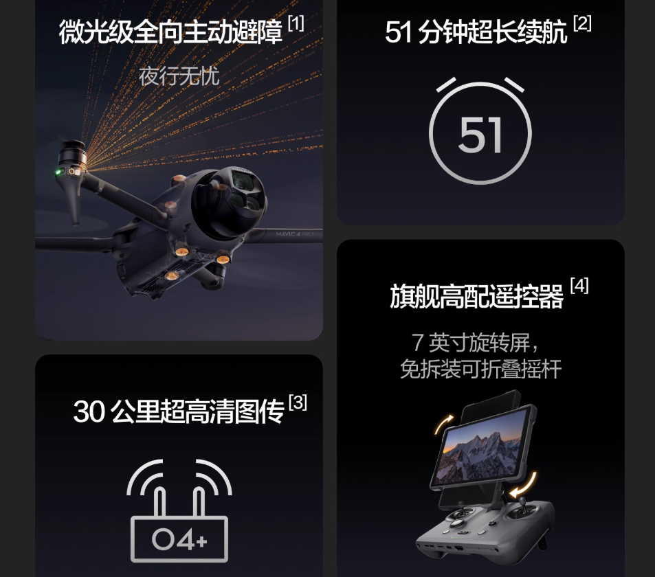 智能无人机 Mavic 4 Pro 高清航拍长续航折叠便携高清大图