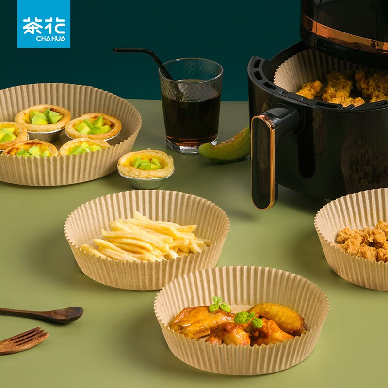 茶花(CHAHUA)空气炸锅纸垫硅油纸锅子锡纸烤箱专用纸食物食品级家用烘焙纸 【空气炸锅纸50张】16*4.5CM
