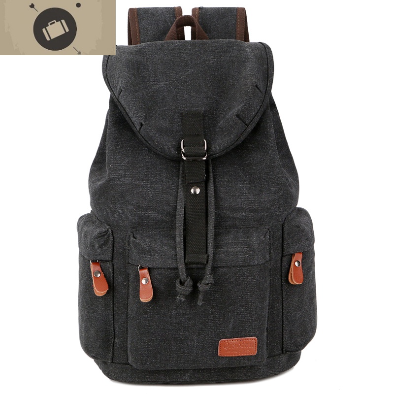 背包时尚潮流帆布双肩包男士休闲高中生大学生书包男旅行包大容量 艾
