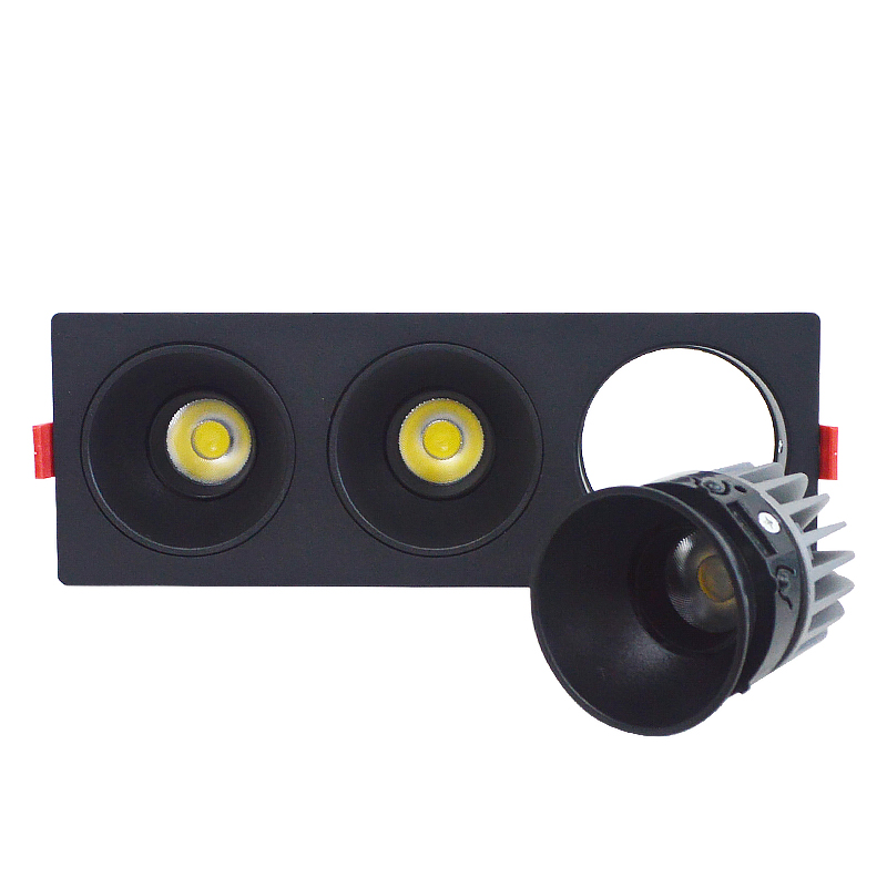 LED射灯 防眩光 嵌入式 黑架+黑杯-三头12W*3白光高清大图