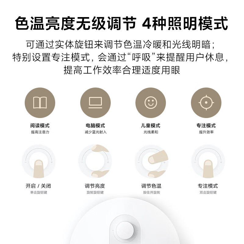 小米(MI)台灯1S增强版 米家智能学习台灯卧室儿童读写作业宿舍书桌led灯高清大图