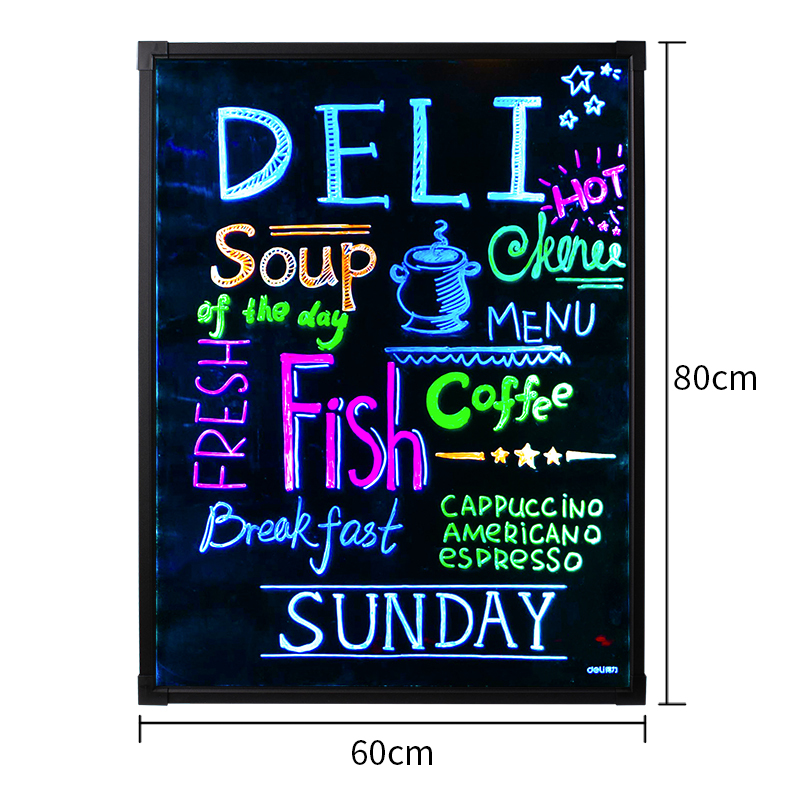 得力(deli)8733 带架子电子荧光黑板/白板50*70cmLED灯手写广告牌展板 单个装