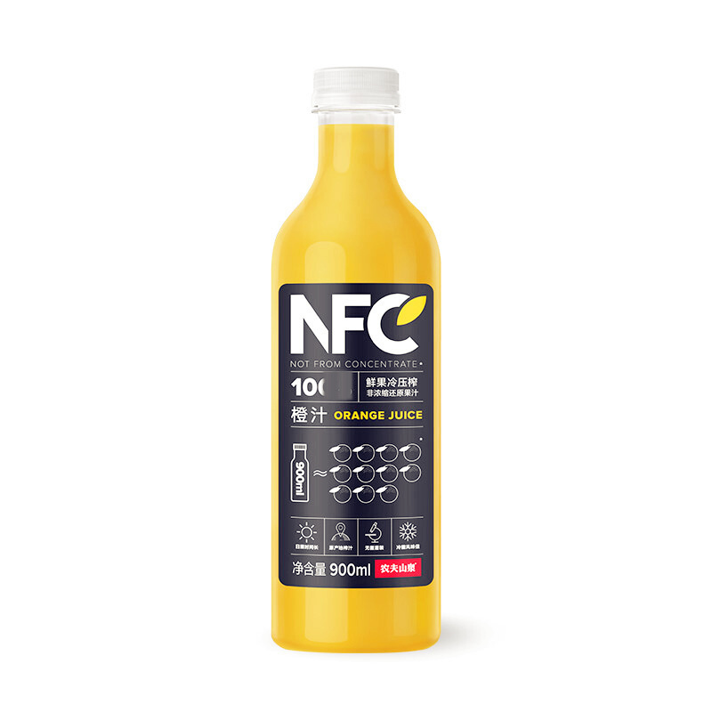 农夫山泉 NFC果汁饮料 100%NFC橙汁900ml*4瓶 礼盒
