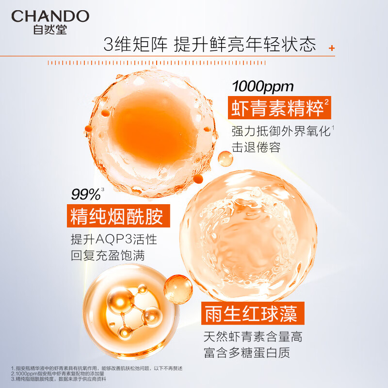 自然堂(CHANDO) 虾青素紧致焕亮安瓶面膜 安瓶1.5mL+面膜33mL 5片装高清大图