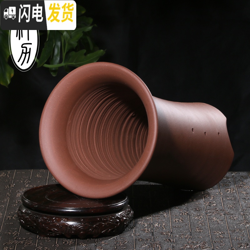 三维工匠宜兴紫砂兰花花盆陶瓷盆景盆栽阳台地面桌面个性创意花盆 竹节兰花盆+托盘SL021 小花盆容器高清大图