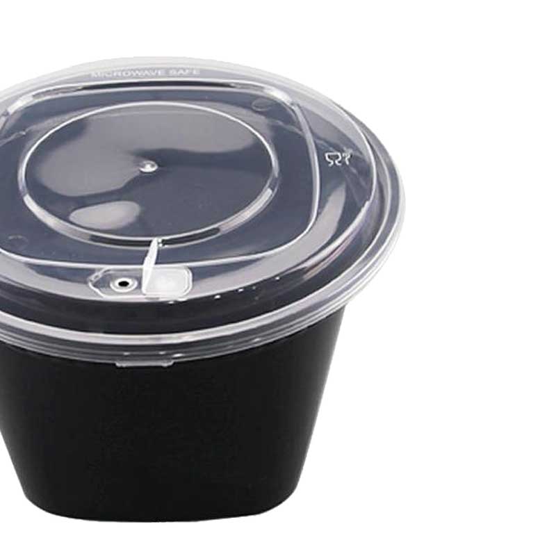 儵忽 一次性黑色圆形透气孔凸盖打包盒 RYMLT-64 1900ml 150套/ 1箱高清大图