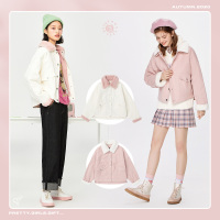 Semir森马秋季新款甜美夹克温柔淑女可拆毛领时尚ins短棉服女