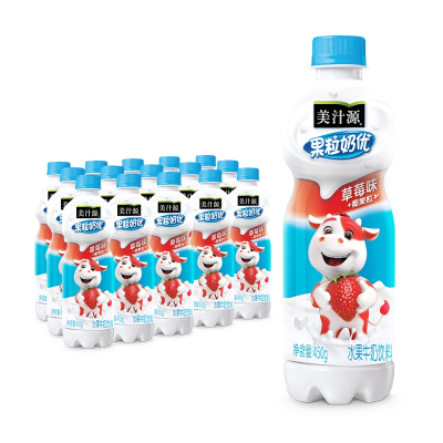美汁源果粒奶优草莓味水果牛奶饮料450ml*15瓶