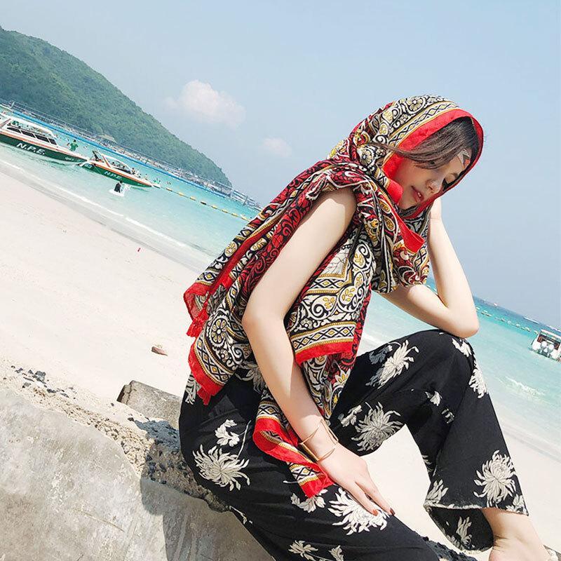 夏季披肩女薄款海边防晒丝巾围巾纱巾沙滩巾超大防紫外线旅游