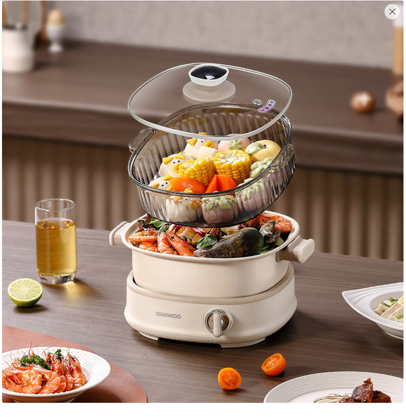 大宇多功能电火锅高效加热分隔设计火锅煮粥两不误