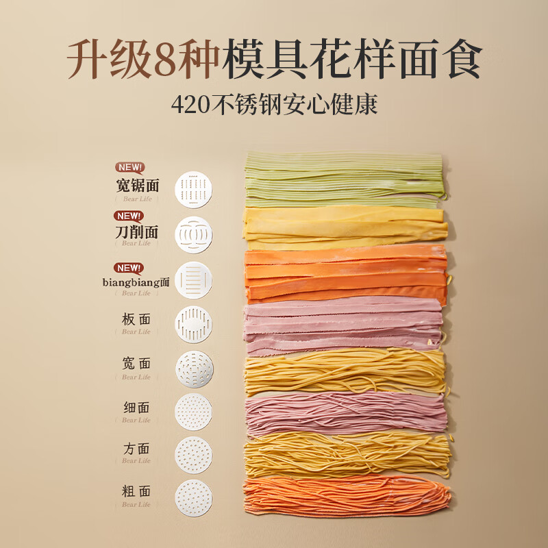 小熊(bear)手动压面面条机合金螺旋杆塑料机身轻巧便携2人用量厨房高清大图