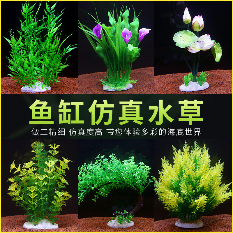 鱼缸装饰仿真水水族造景植物布景塑料柔软族箱造景高清大图