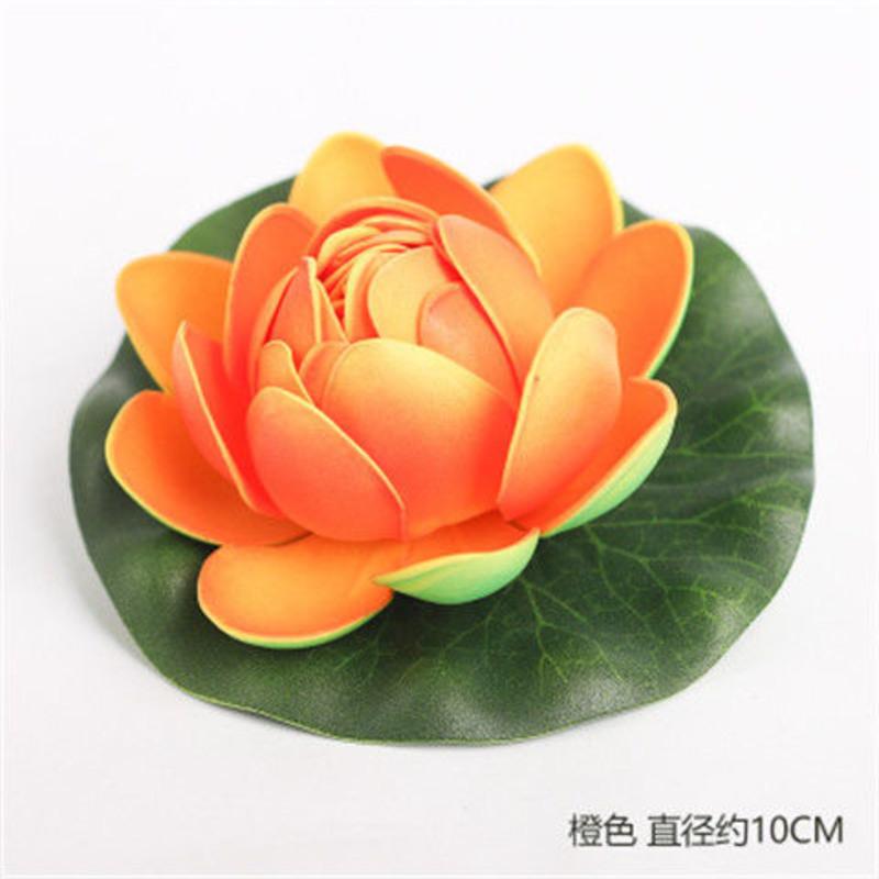 三维工匠仿真荷花荷叶假花仿真睡莲植物仿真绿植假莲花装饰花漂浮鱼池橘黄色18厘米两个仿真植物图片 高清实拍大图 苏宁易购