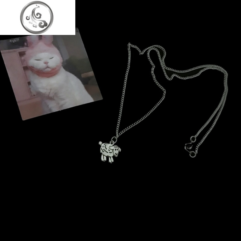 ins可爱童趣复古小绵羊做旧款吊坠锁骨链嘻哈hiphop男女情侣项链 小绵羊做旧项链
