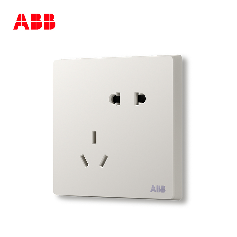 瑞士ABB 开关插座面板 轩致无框雅典白色系列五孔插座套装10只装