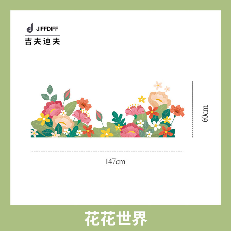 墙围踢脚线装饰花卉创意墙贴纸自粘防水玄关卧室墙面遮丑装饰高清大图