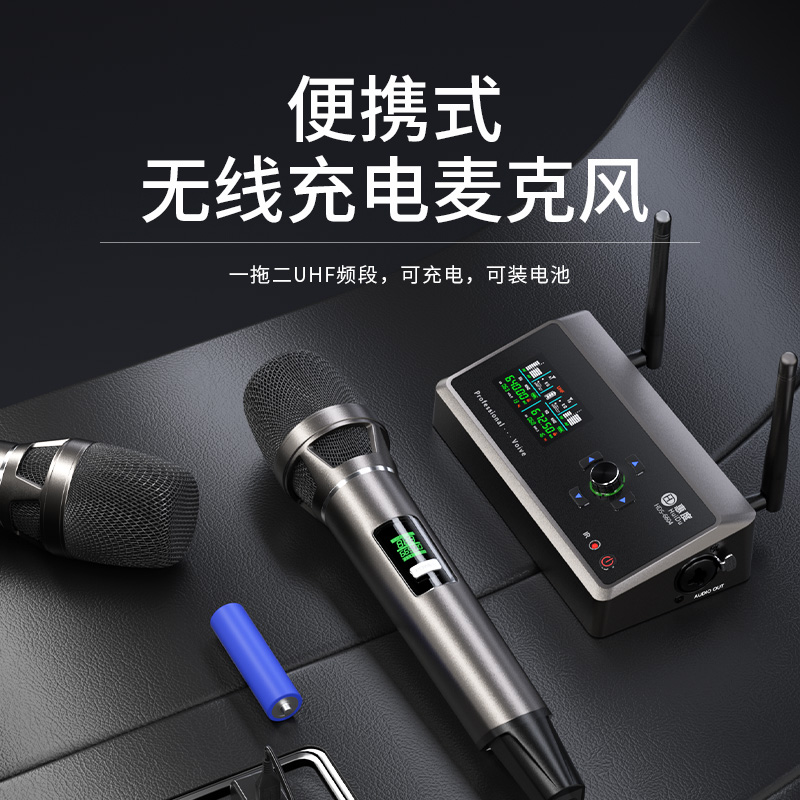 惠度(HuiDu)HDQ-6604专业无线话筒一拖二真分集抗干扰桌面会议演讲培训防啸叫远距离麦克风混搭款高清大图