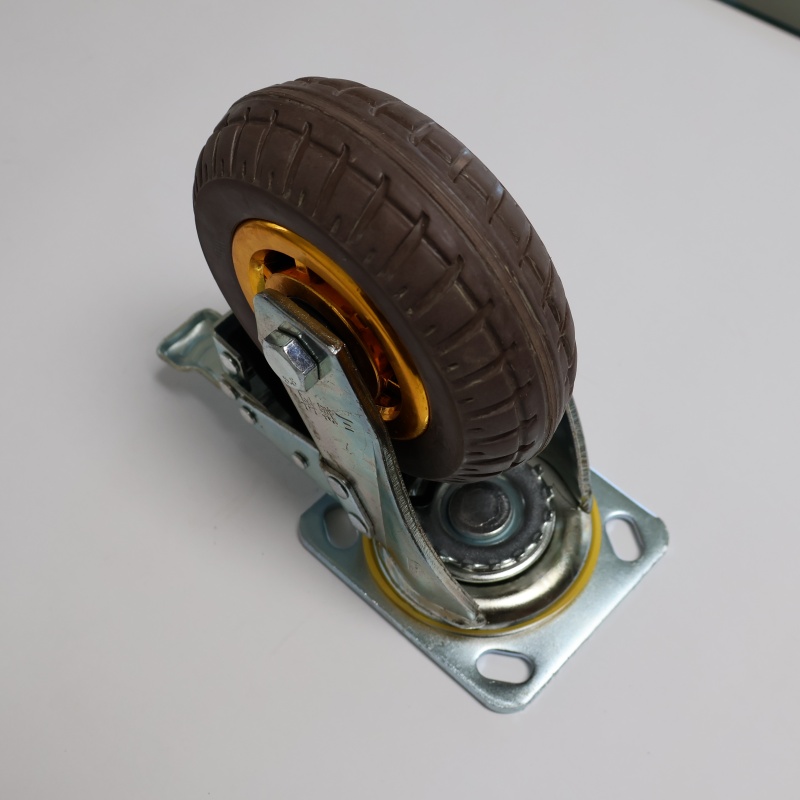 三猫树 橡胶万向轮 带刹车 直径150mm 咖啡色轮胎 6寸 个高清大图