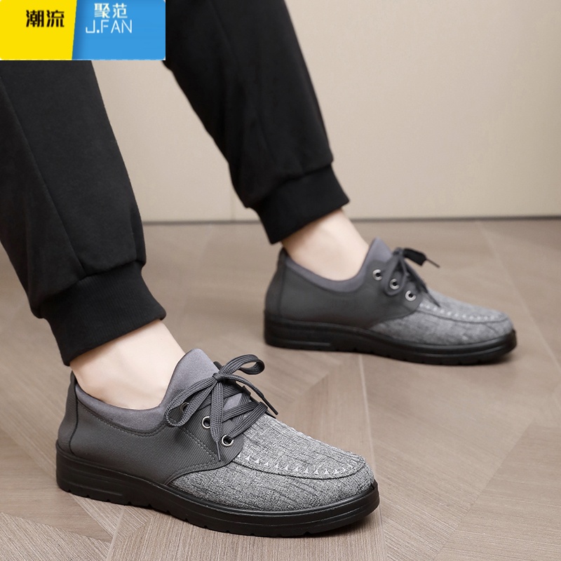 聚范2024新款老北京布鞋男款单鞋休闲中老年爸爸鞋特大码男鞋45464748高清大图