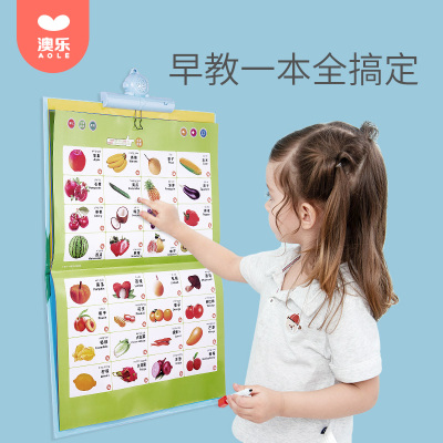 [升级款]澳乐全套有声挂图儿童宝宝启蒙看图识字卡片玩具3-6岁 中英文早教点读机15页(充电款)